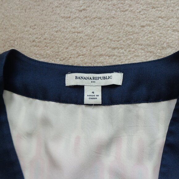 Banana Republic Womens Dress Geometric Print Side Zip‎ Red Blue White Lined Sz 4 - Picture 5 of 9